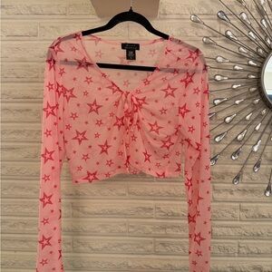 Forever 21 Pink Star Sheer Crop Top